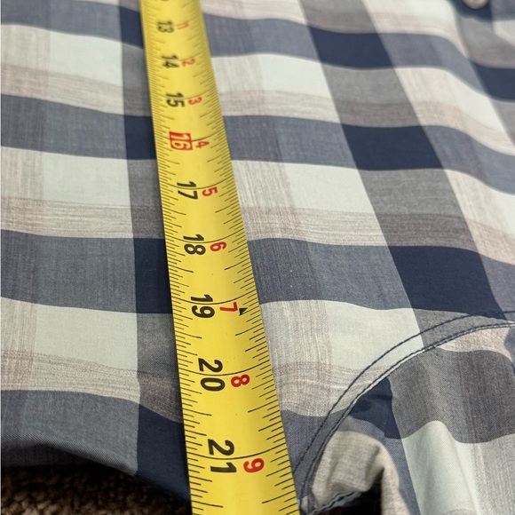 Calvin Klein Jeans Navy and Light Blue  Plaid Shirt with Snaps - Medium - Picture 10 of 13